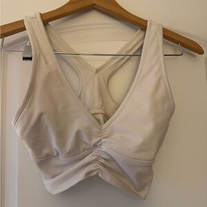 alo Women's V-Neck Ruched Sports Bra-XS